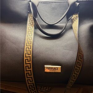 Versace Black Travel Bag with Gold Accents